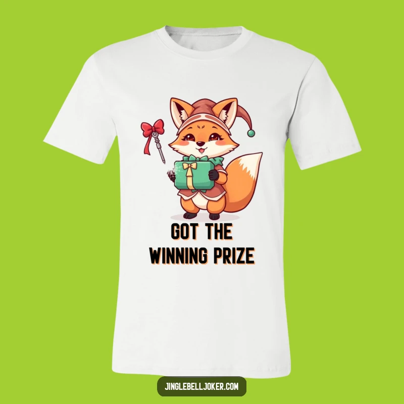 Funny Fox Jester T-Shirt: Festive Gift Holder Tee for Holiday Style