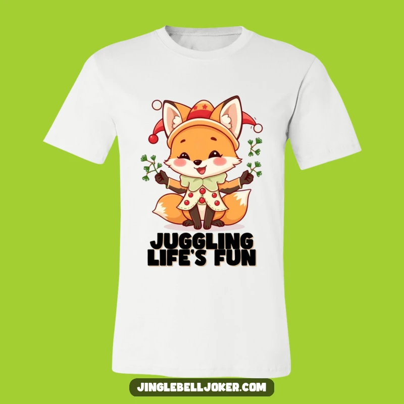 Funny Fox Jester T-Shirt: Festive Juggling Humor Hilarious Holiday Gift