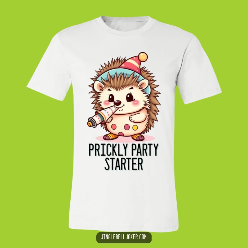 Funny Kawaii Clown Hedgehog T-Shirt: Cute Party Animal Blowing Horn, Ideal Funny Gift