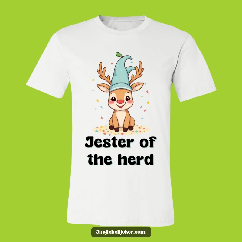 Funny Reindeer Jester T-Shirt: Confetti Fun Tee, Hilarious Holiday Gift