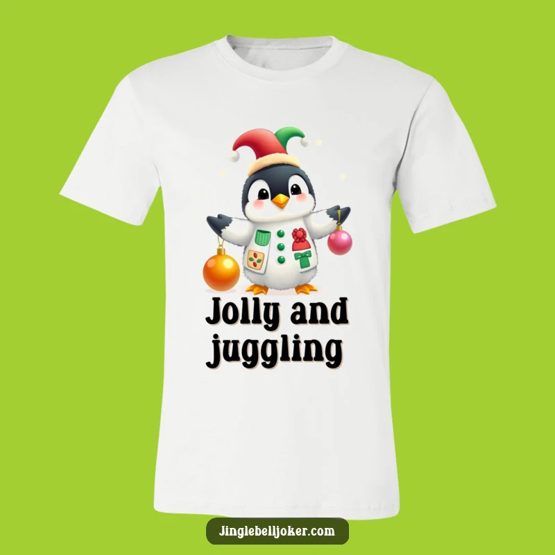 Funny Penguin Jester T-Shirt: Festive Holiday Juggling Tee for Laughs