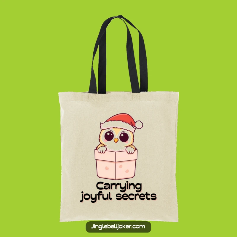 Funny Kawaii Owl Santa Tote Bag - Festive Gift Carrier with Smiles