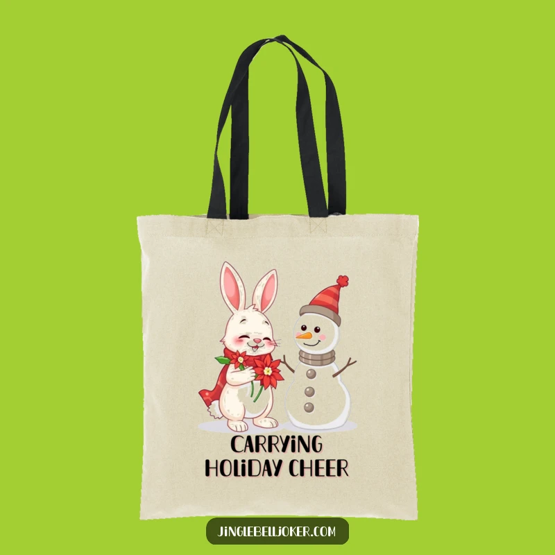Funny Rabbit & Snowman Tote Bag: Cheerful Serenade, Practical Christmas Funny Gift