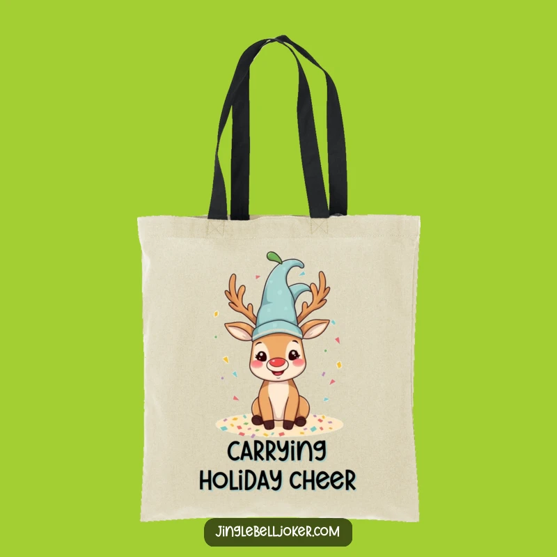 Funny Reindeer Jester Tote Bag: Confetti Carry-All, Practical Humorous Holiday Gift