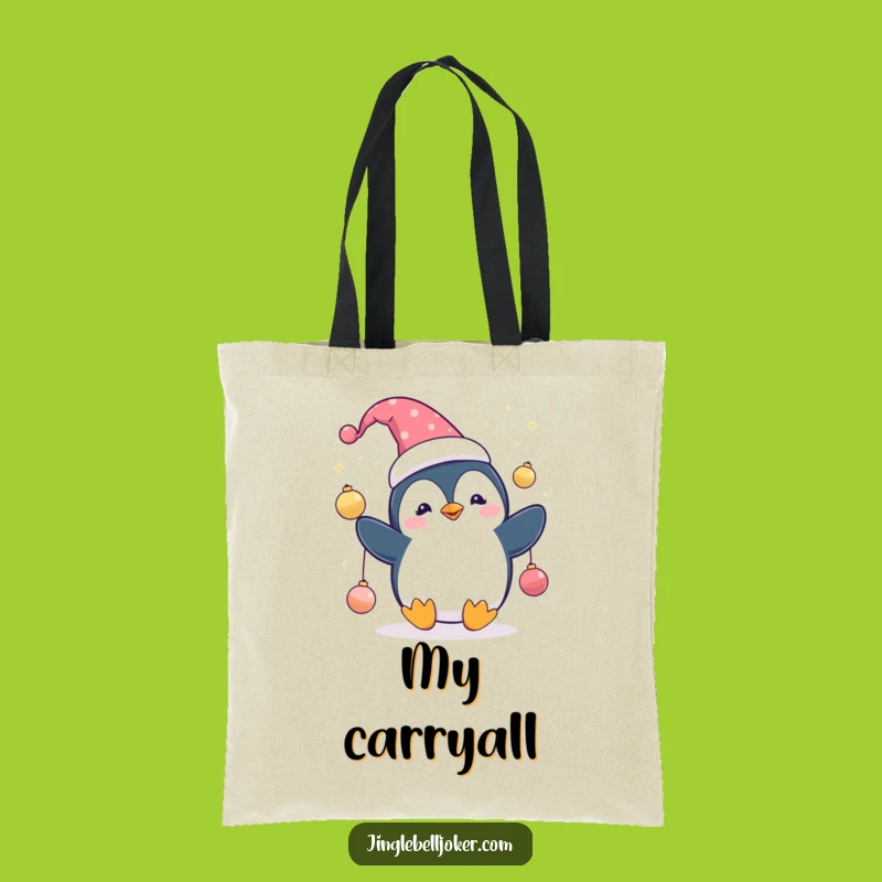 Funny Penguin Jester Tote Bag: Carry Your Cheer with this Cute Juggling Character